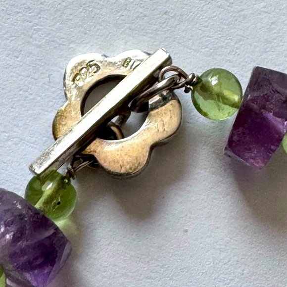 ✨Exquisite Sterling Silver Carlo Biagi Purple and Green Necklace and Earring Set - Picture 14 of 16
